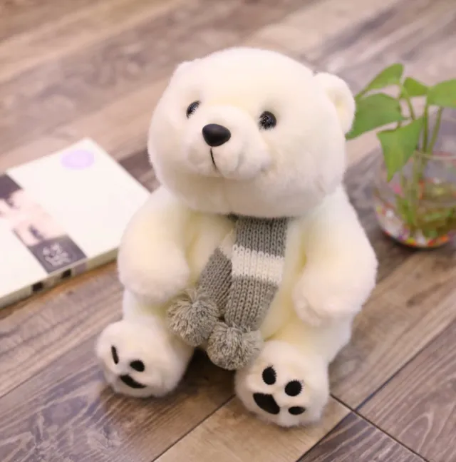 Cute Scarf Polar Bear Doll Plush Toy Ragdoll Cute Children's Gift Grey - Shop at LoveMi