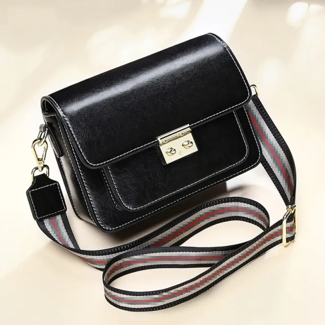 Genuine Leather Fashion One shoulder Messenger Handbag Black - Shop at LoveMi