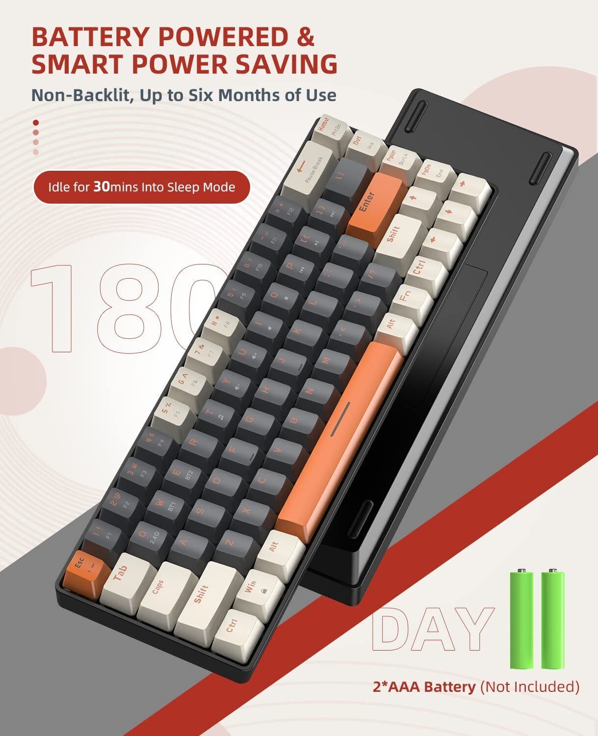 Wireless Bluetooth Mechanical Keyboard,Dual Interface   Type C& USB  For... 8