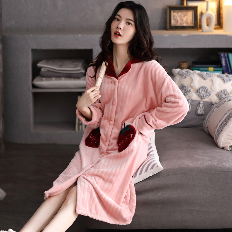 Title 7, Sexy Women Plus Velvet Thick Warm Pajamas