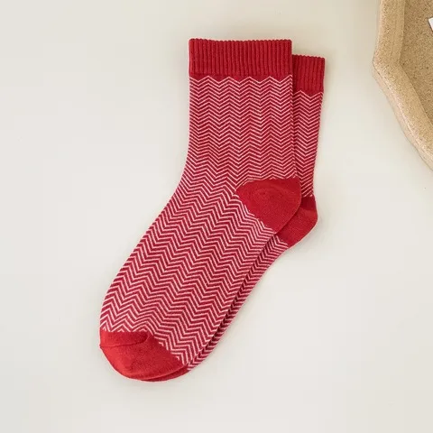Red Sock Girl's Zodiac Year Christmas Medium Tube Small Waves - Shop at LoveMi