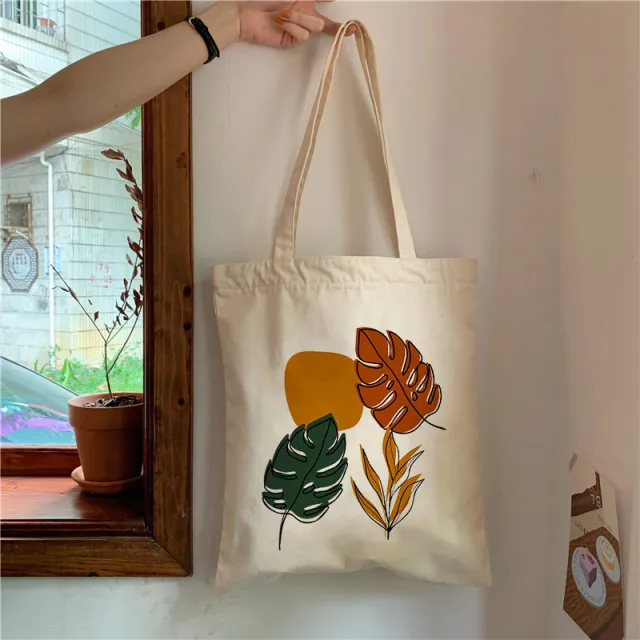 Plant Print Canvas Bag Personality Creative One shoulder Student G - Shop at LoveMi