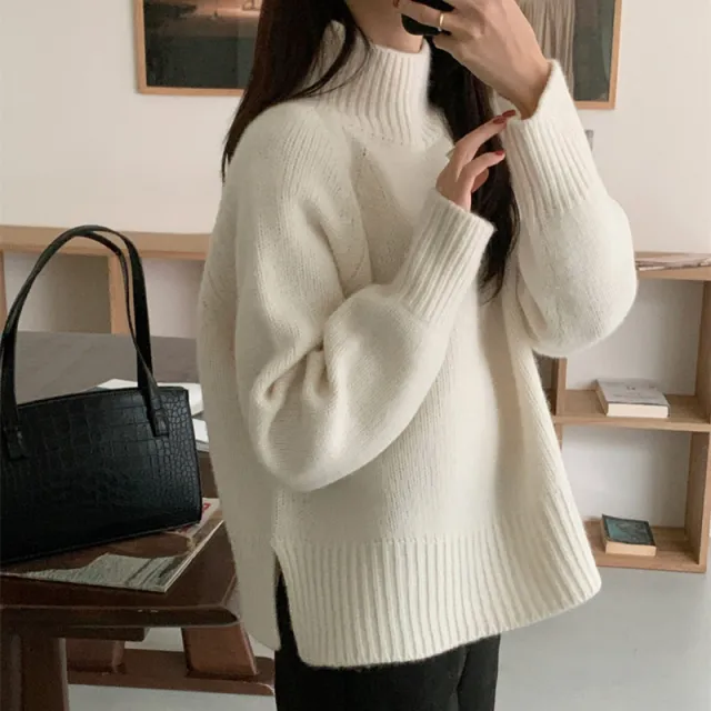 Half High Collar Sweater For Women In Autumn And Winter White - Shop at LoveMi