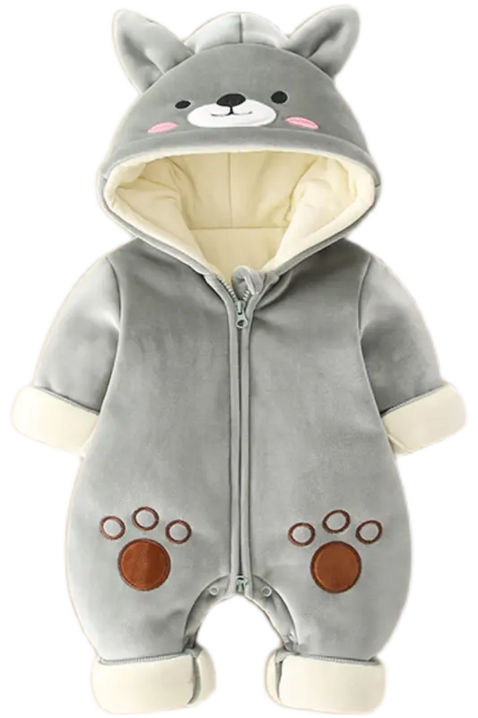 Newborn Baby Cartoon Clothes Autumn And Winter Plus Cotton Romper Climbing Clothes For Men And Women