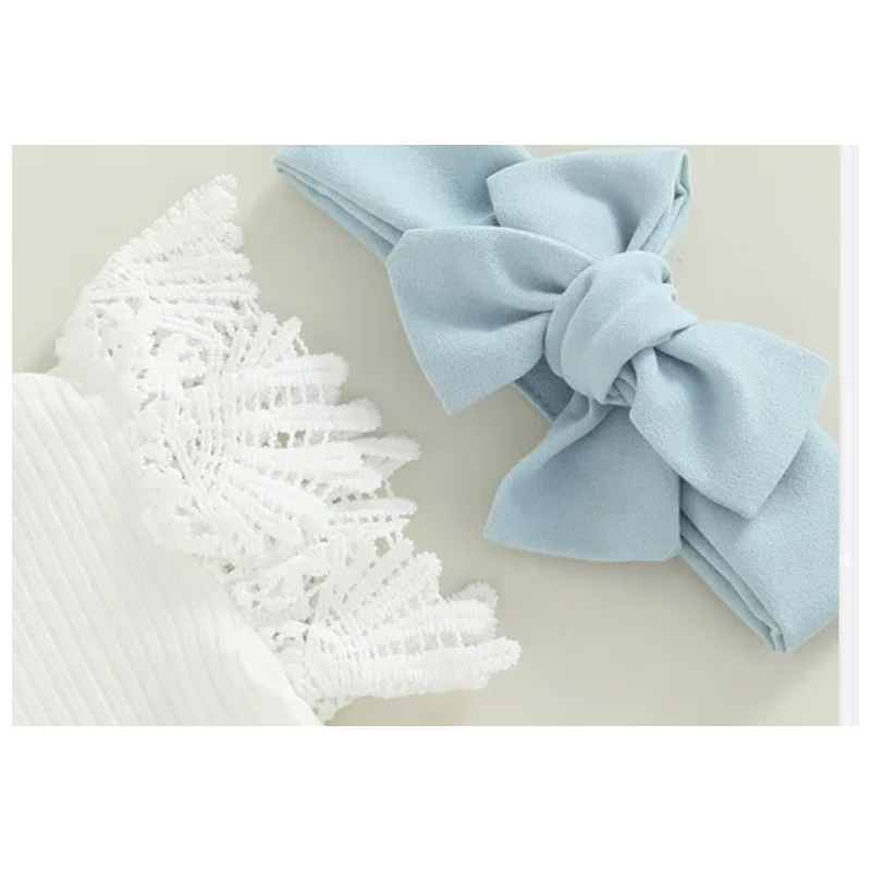 3Pcs Infant Baby Girl Outfits,Summer Clothes Sets Ruffle Ribbed Romper