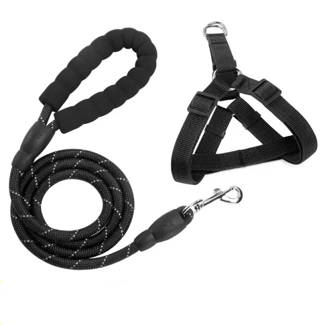 EVA Reflective Pet Dog Leash Collar Set 1.5M Black - Shop at LoveMi
