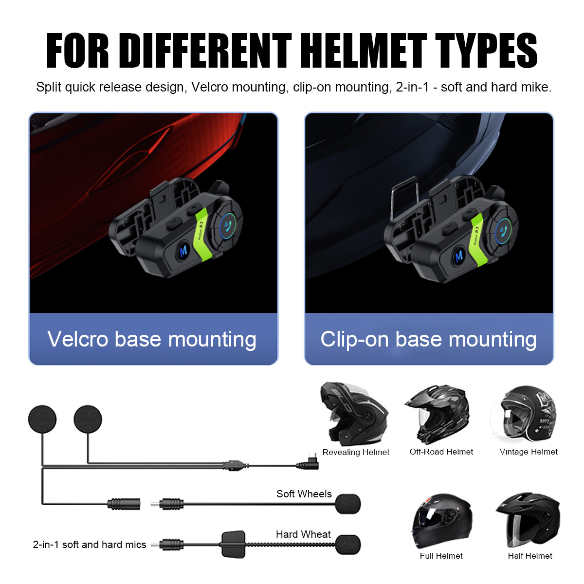 Bluetooth Answer 5.3 Motorcycle Helmet Headset Wireless Motorbike Headphone UK