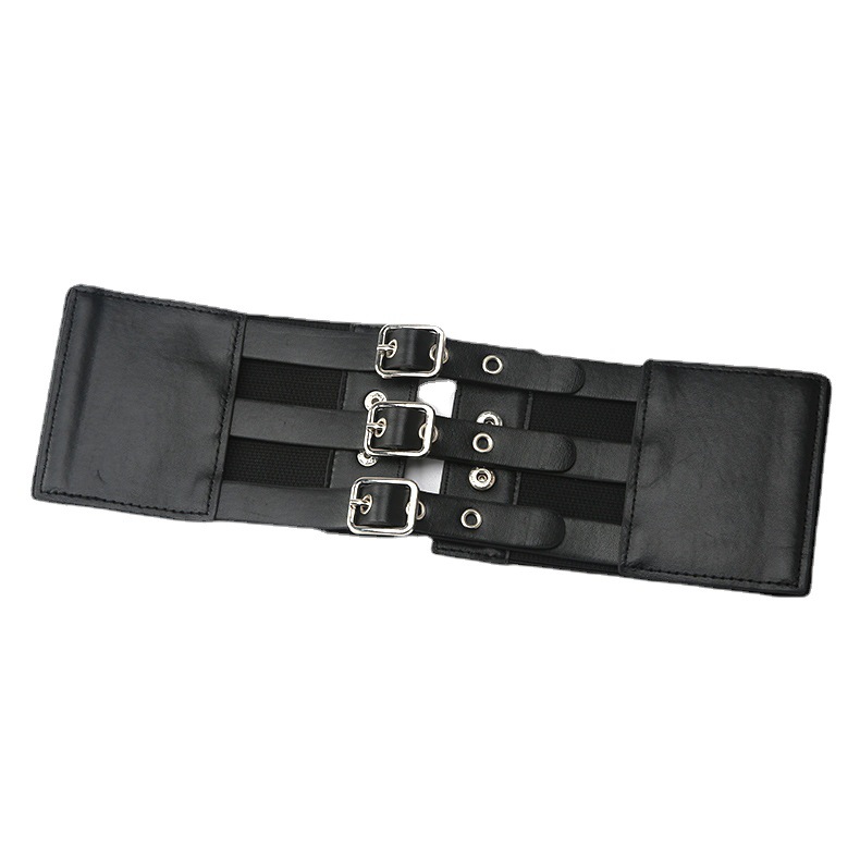 Dress Snap Button Versatile Elastic Elastic Wide Belt