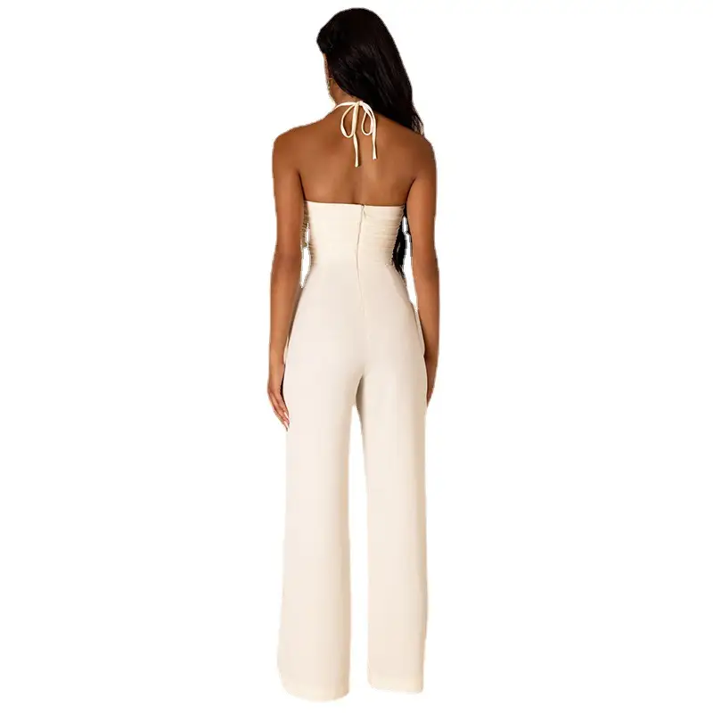 Autumn And Summer Female Street Shooting Sexy Net Chest Hanging Neck Straight Pants