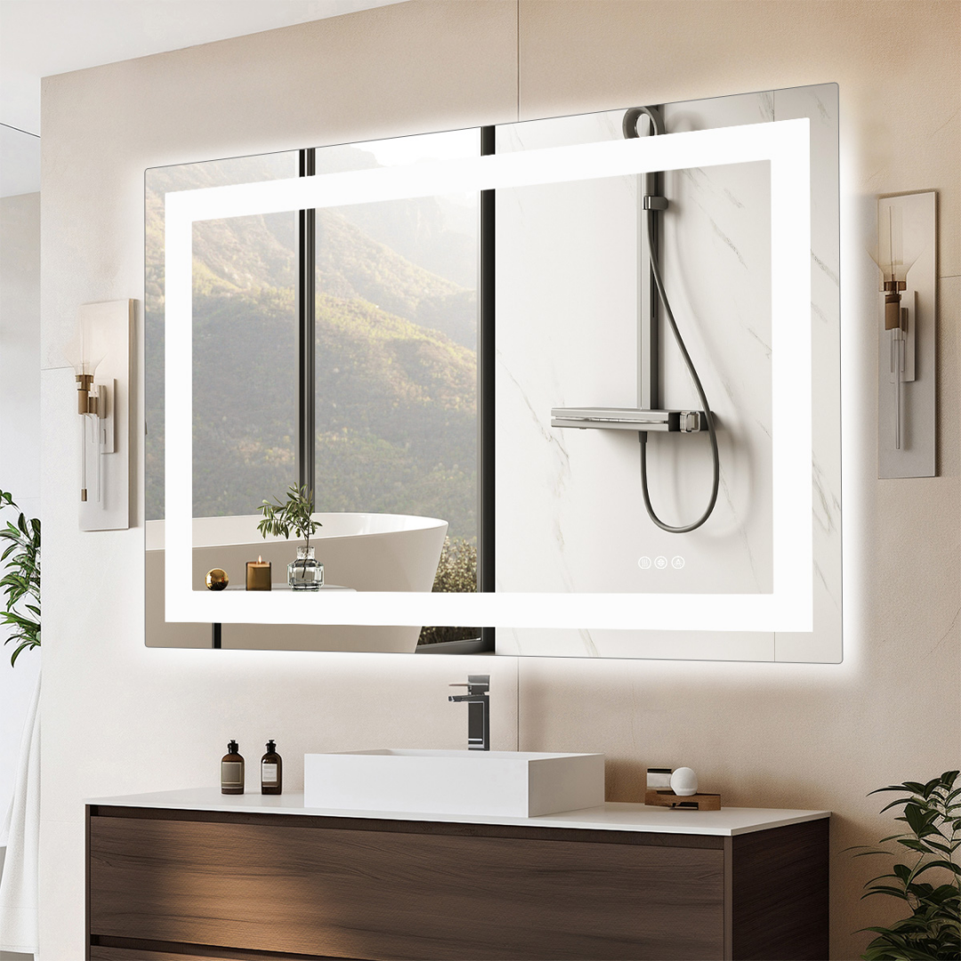 Anti-fog LED Bathroom Mirror With Dual Light Source And Three Lighting Modes--36 X 36_voghion.com