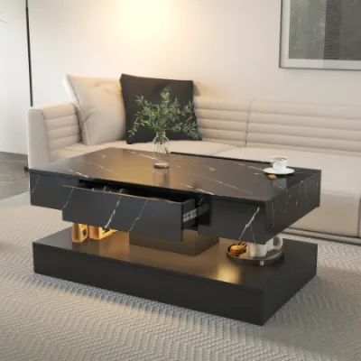 6.93IN High LED Coffee Table,Modern Coffee Table For Living Room,Living Room Tables,Large Living Room Furniture,LED Lights