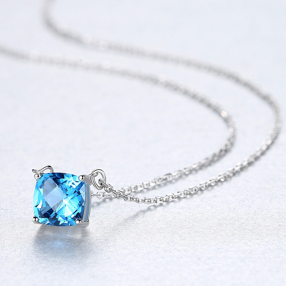 Title 4, 925 Silver Pendant Silver Blue Crystal Korean S...