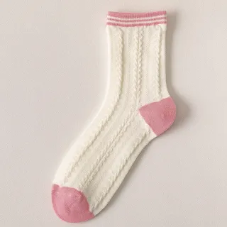 Women's Japanese Cute Cartoon Flower Socks - Cream White Twist