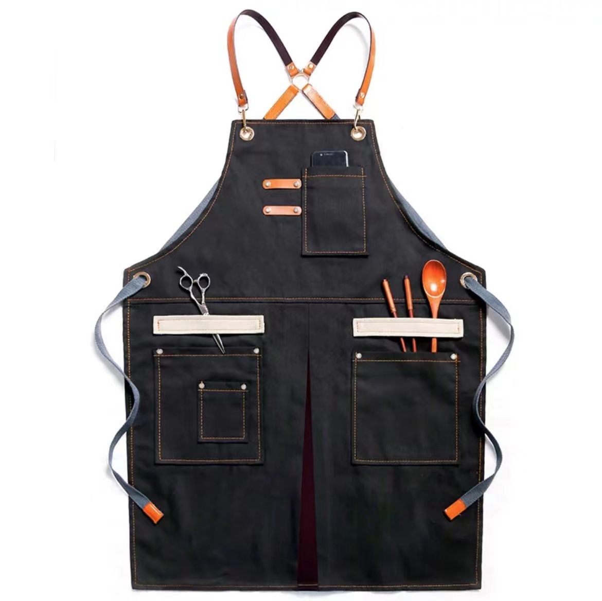 Title 6, Multi-pocket Canvas Jean Apron Barber Milk Tea ...