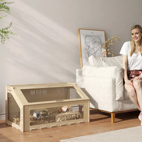 39 Inch Hamster Cage Habitat With Acrylic Window & Openable Top For Hamster Wood - Shop at LoveMi
