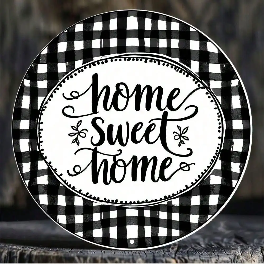 Black And White Checkered Home Sweet Wreath