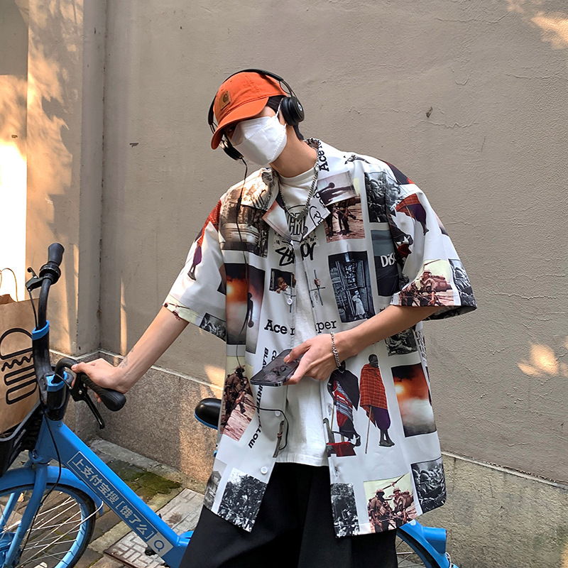 Men's Poster Print Short Sleeve Shirt