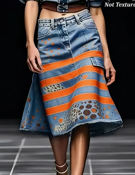 Sunset Lava Striped Denim Skirt