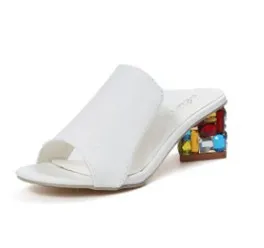 Fashion With Diamond Glass Slippers Sandals Plus Size Slippers White - Shop at LoveMi