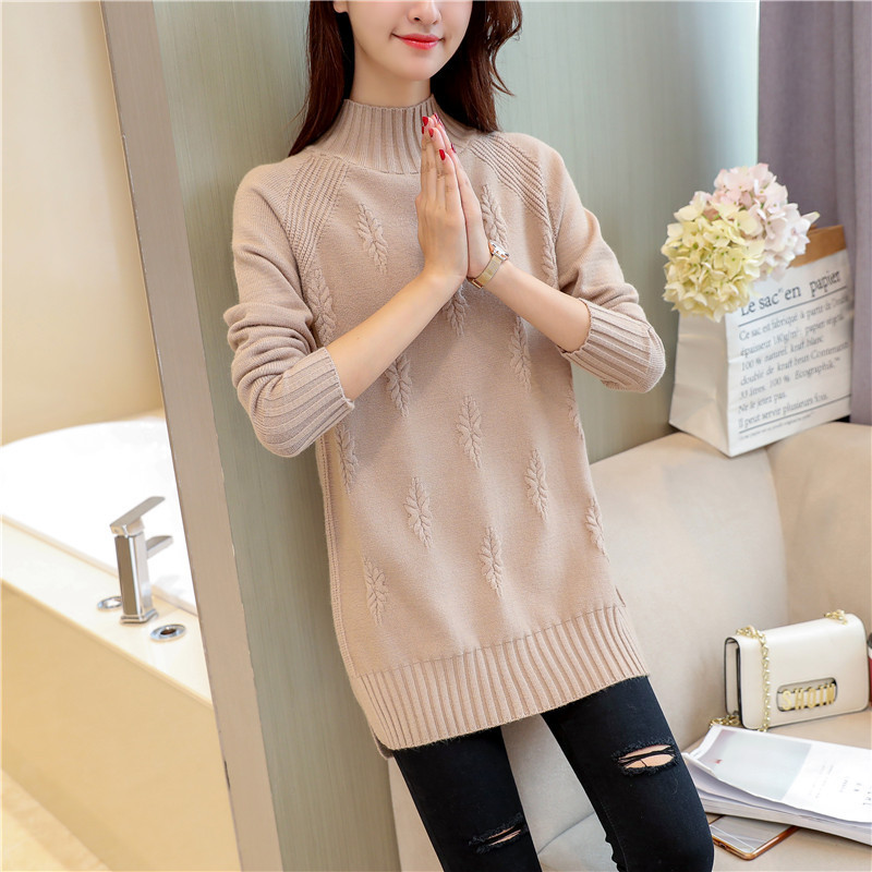 Women's Solid Color Versatile  Jacquard Knitted Sweater