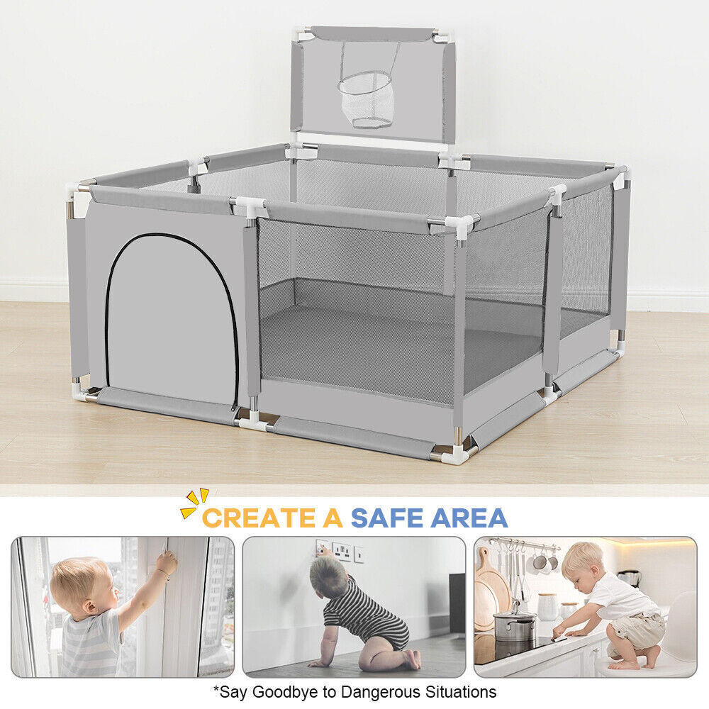 Large Playpen Portable Child Safety Yard Activity Center With Basketball Hoop UK — image 5