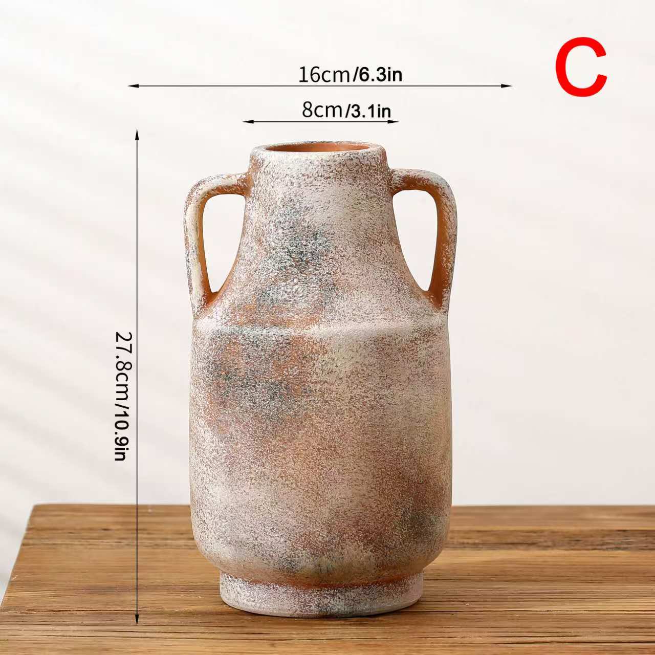 Vintage Ceramic Flower Vase With Handle, Decorative Bottle For Home Decoration, Indoor Ornament And Floral Arrangement Prop