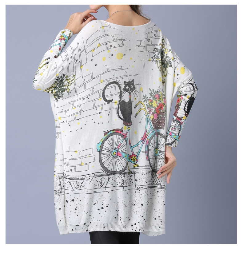 Printed Long Sleeve Pullover Sweater Knitted Bottoming Top