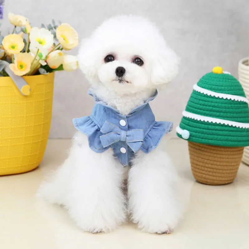 Pets Jeans Dress Apparel Dog Ruffles Vest