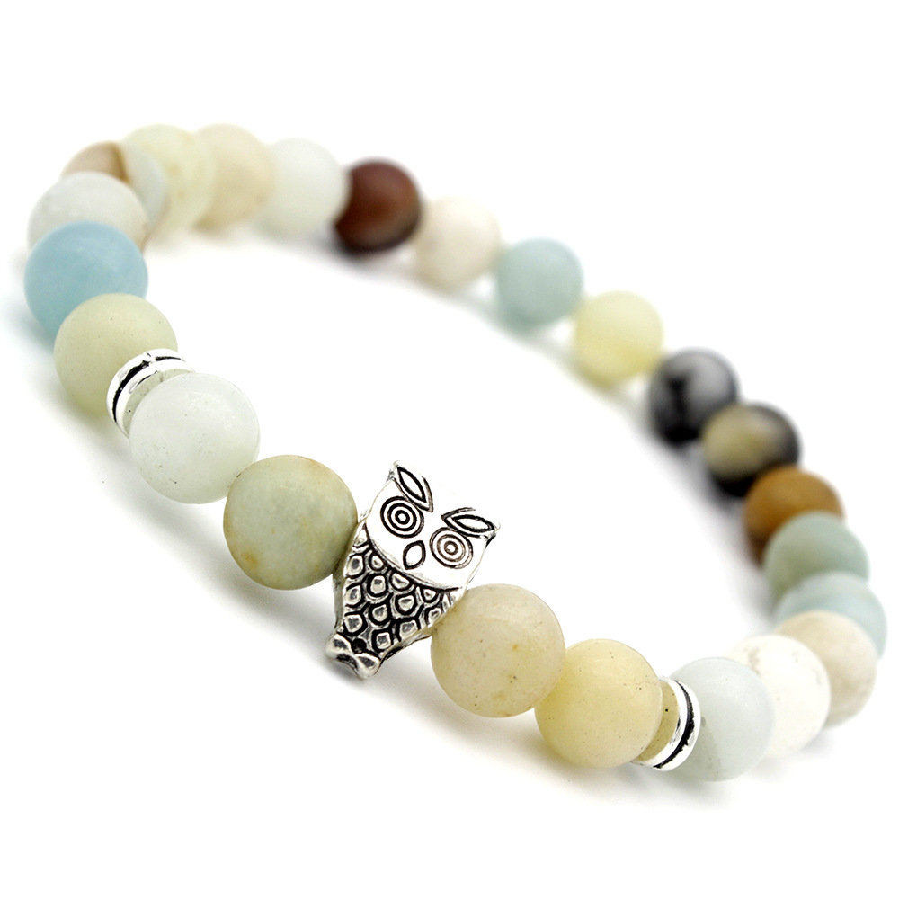 Alloy Beaded Elastic Rope Tianhe Stone Owl Bracelet