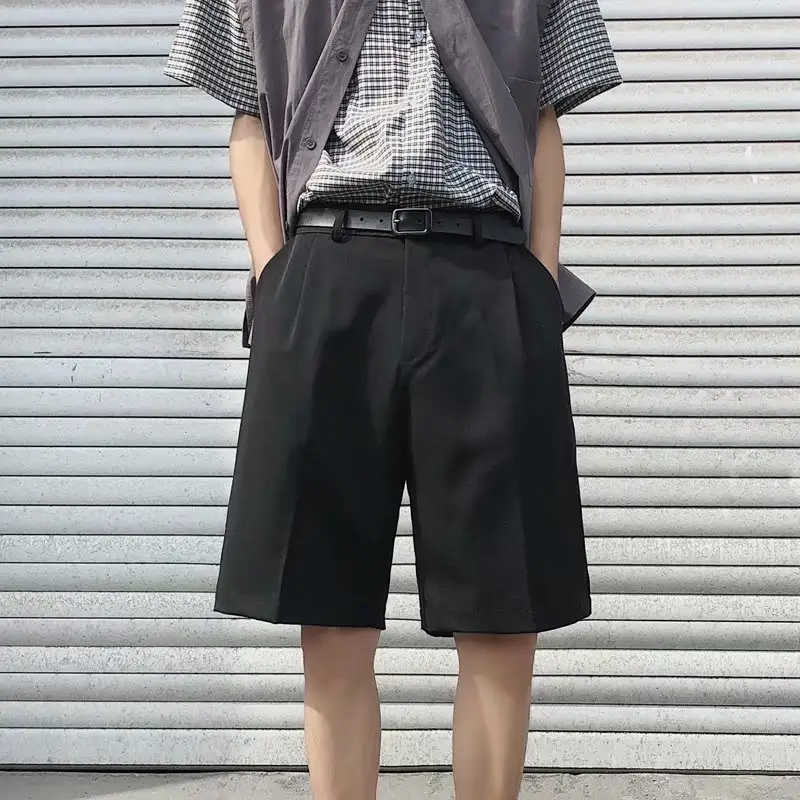 Shorts Men's Ice Silk Quick-drying Big Pants Summer Fashion Five-point Pants Suit Pants Loose Casual Solid Color Trousers