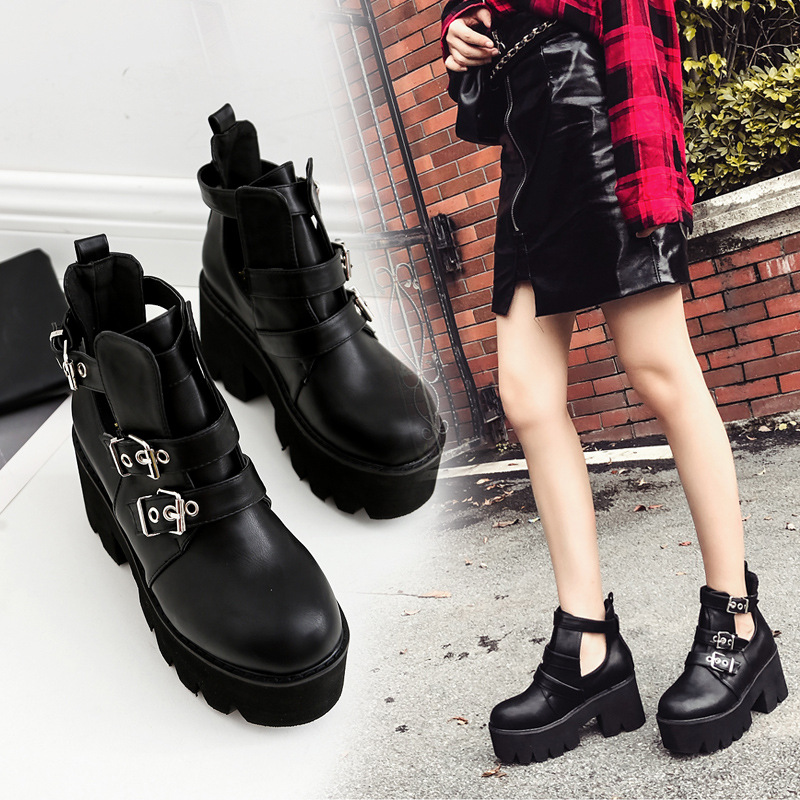 Title 6, Lace-up boots platform boots with thick heels