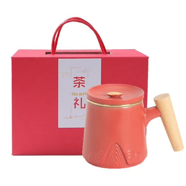 Zhoushan Ceramic Tea Separation Cup With Lid Red With Gift Box - Shop at LoveMi