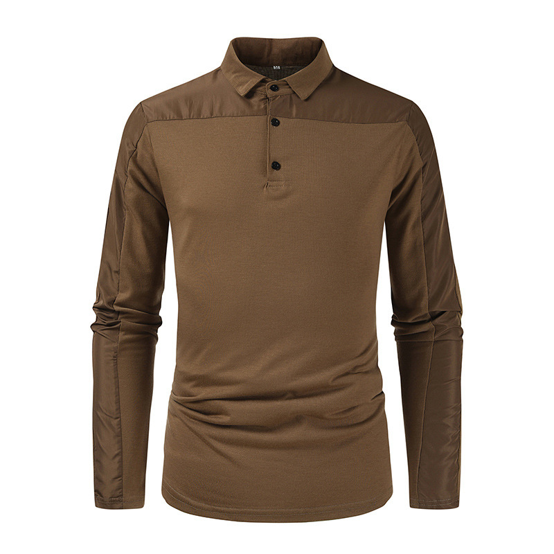 Title 7, Camisa masculina casual com lapela e painel, ma...