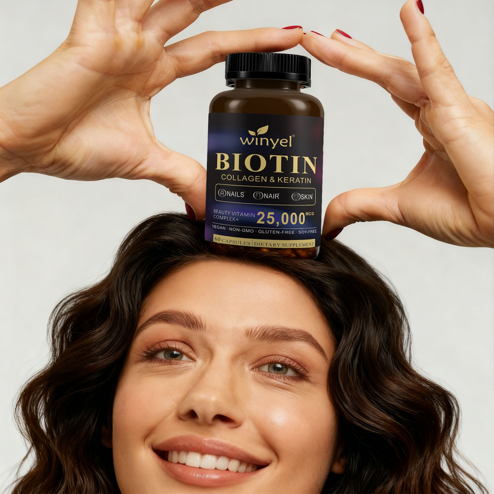 Biotin Collagen Hyaluronic Acid Keratin - Support Normal Hair Growth Cycle - Skin & Nails - 25000mcg Vitamins B1, B2, B3, B6 & B7 - For Women & Men 60 Capsules - Health & Beauty