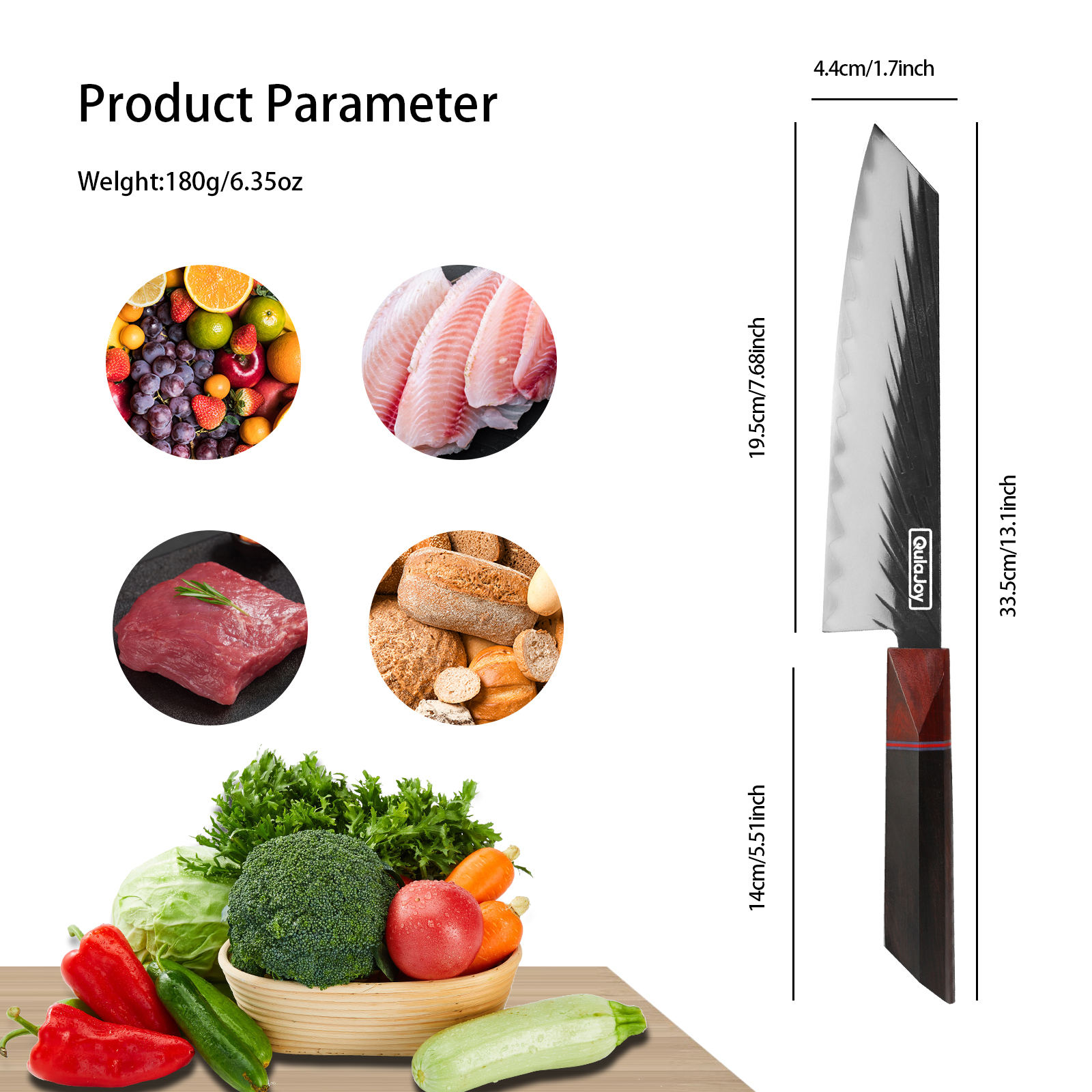 Qulajoy Forged Boning Knife Japanese Fillet Knife With Sandalwood Handle Three-Layers Composite HC Steel Kitchen Knives