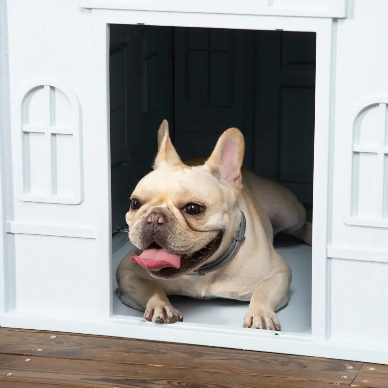 PawHut Plastic Dog House For Medium And Small Dogs, Water Resistant Puppy Shelter Indoor Outdoor With Door, Easy To Assemble, Blue