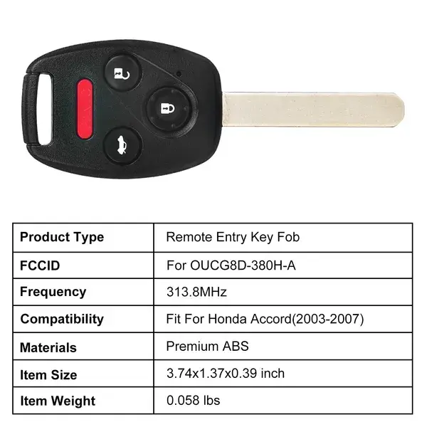 Fit For  Accord 2003-2007 Remote Keyless Entry Shell Button Car
