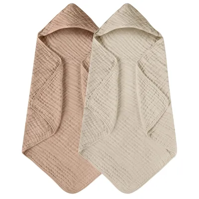 Hooded Baby Towels For Newborn Muslin Cotton Baby Bath Towel With Hood For Babies, Infant, Toddler And Kids, Large 90x90cm, Soft And Absorbent Newborn Essential
