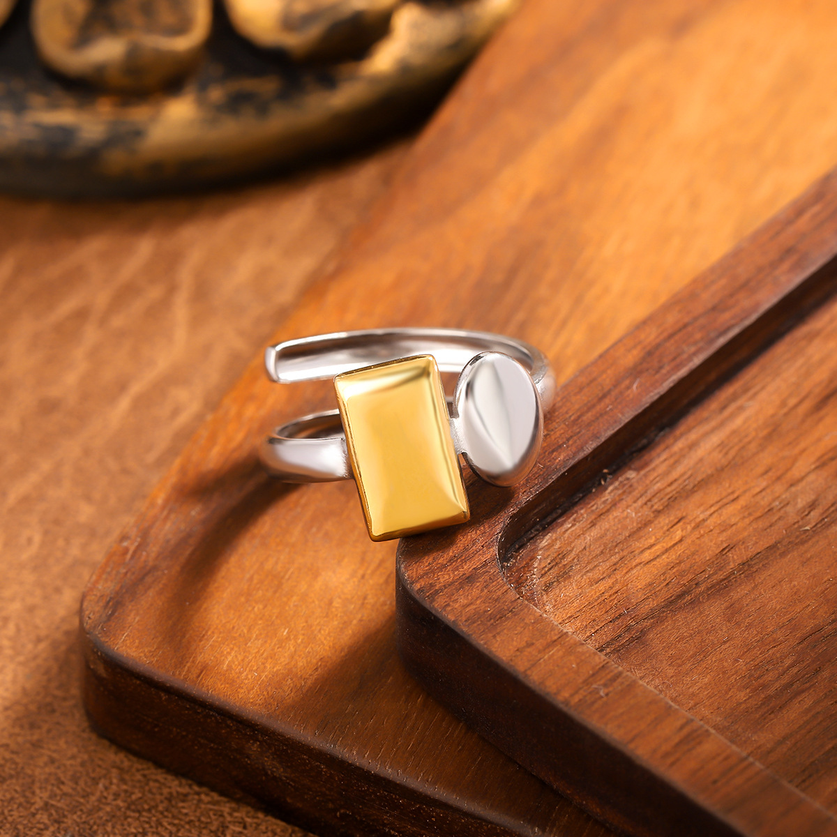 Two Tone Design Asymmetric Stainless Steel Starfish Ring, European & American Ocean Style... thumbnail 3