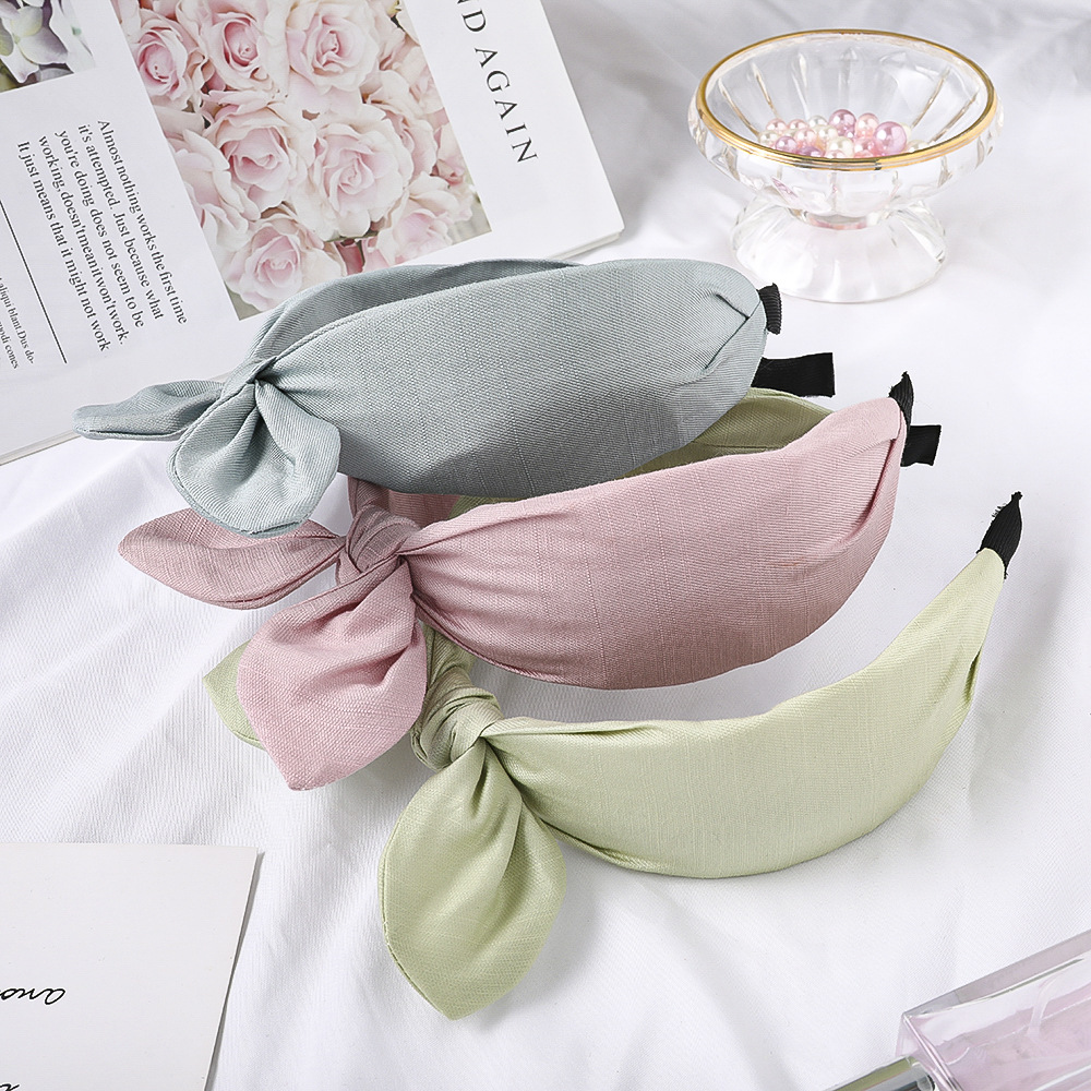 Fabric Rabbit Ears Hairband Solid Color