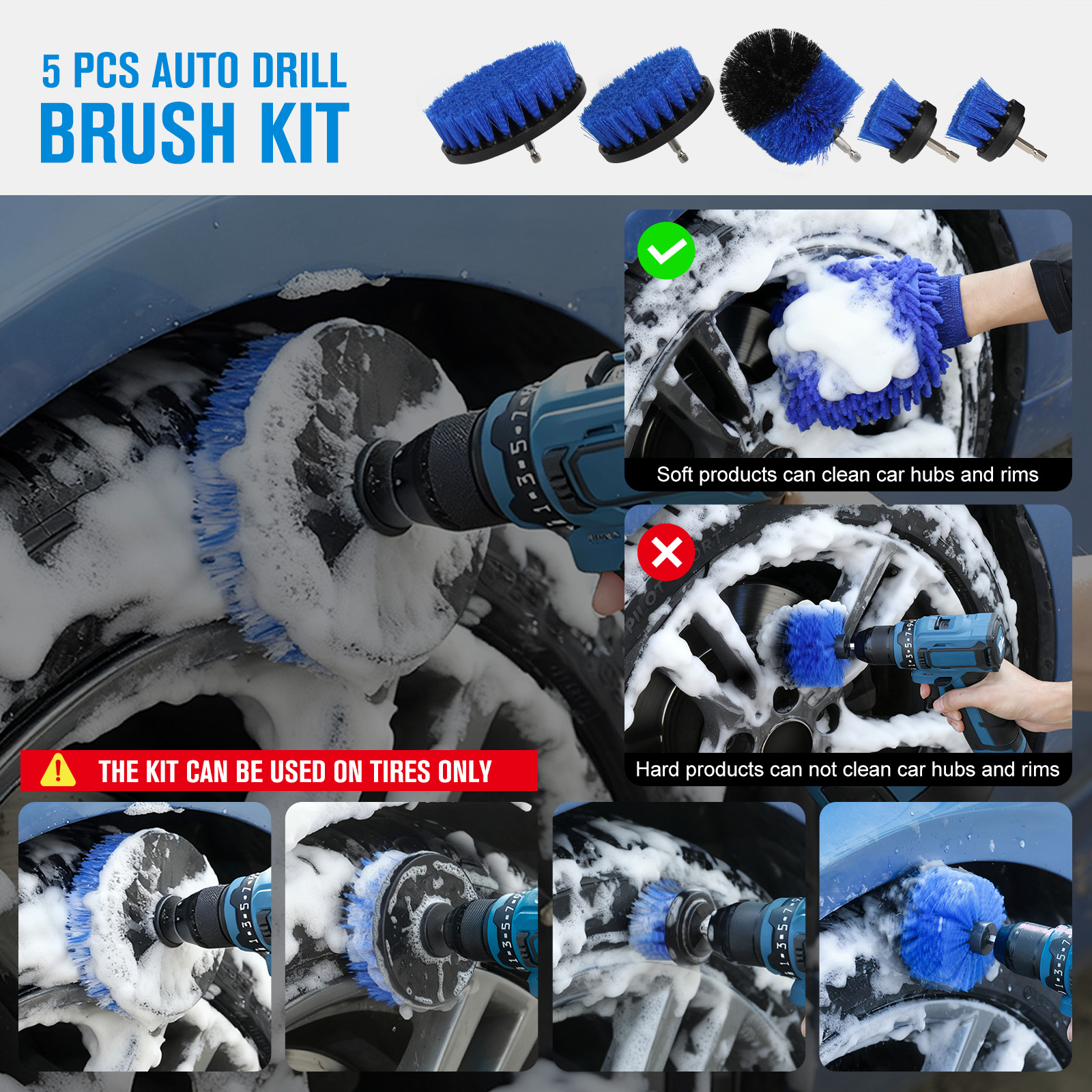 GALAX PRO 40-piece Car Beauty Brush Set, With Soft Detail Brush, Sponge, Tire Brush Tool Kit, Chenille Gloves, Super Soft Towels, Etc.