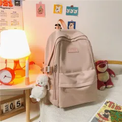 College Girl's Junior High School Large Capacity Schoolbag - Pink - View 1