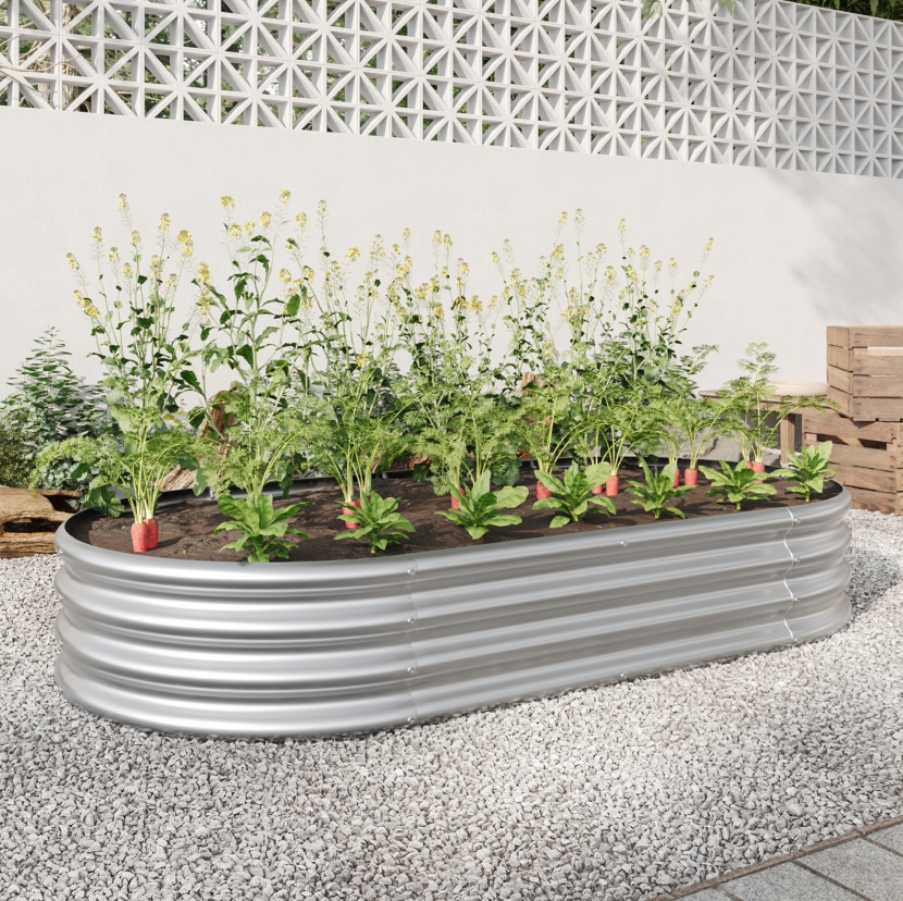 Oval Large Metal Raised Garden Bed for Plants