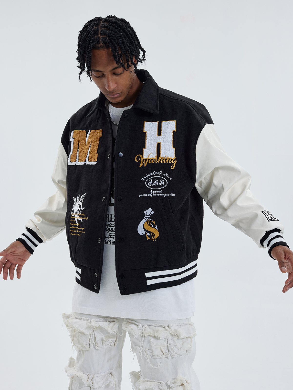 Men's Jacket Embroidered Color Matching Baseball Uniform - Image 9