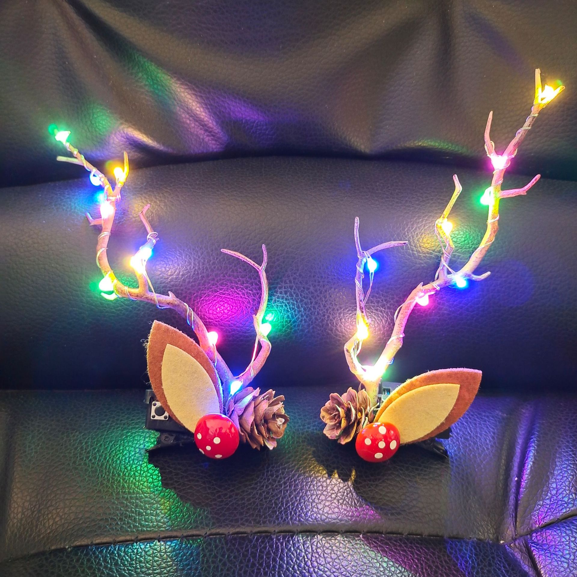 New Luminous Deer Horn Hair Band Christmas Headwear Tree Branches And Pine Cones - Shop at LoveMi
