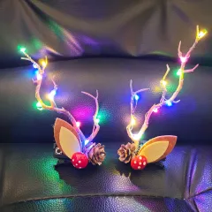 New Luminous Deer Horn Hair Band Christmas Headwear - Tree Branches And Pine Cones - View 1