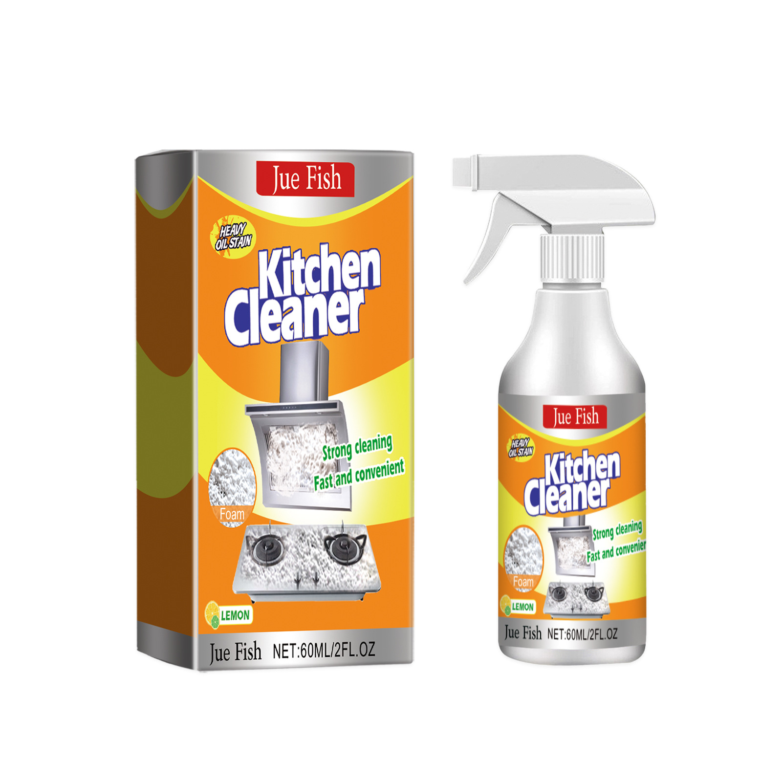 Jue-Fish Kitchen Foam Cleaner, Household Kitchen Range Hood Heavy Oil Stain Cleaner Foam Cleaner, Degreaser 5