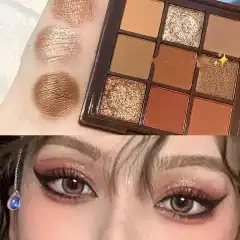 Nine Colour Eyeshadow Tray Cement Dark Punk Smoked Black And White Grey Metal Pearlescent - Chocolate - View 1