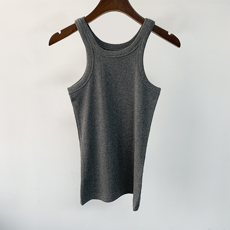 Rib Tank Solid Color Inside And Outside Wear Trendy All-match I-shaped Vest
