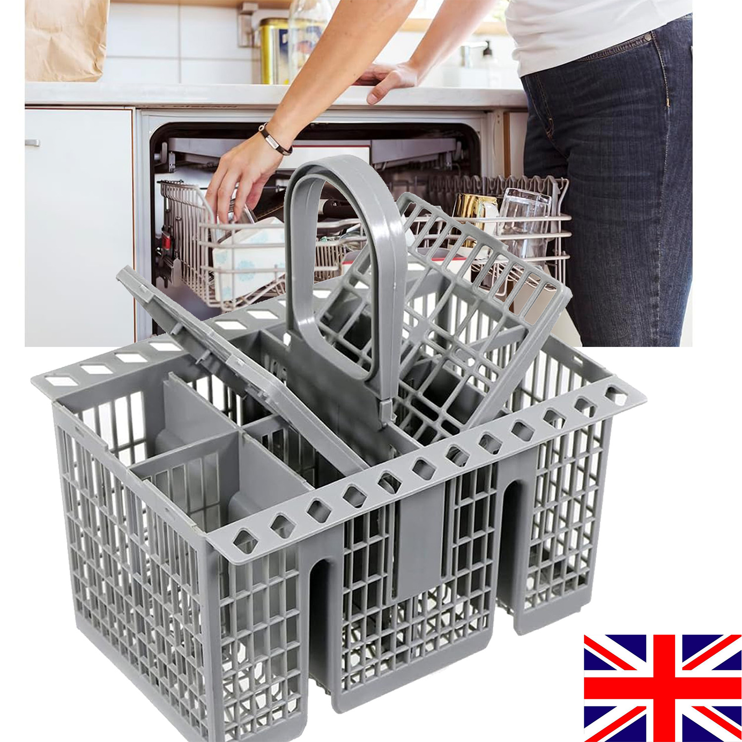 NEW Premium Quality Dishwasher Cutlery Basket Tray For Hotpoint Indesit - Grey